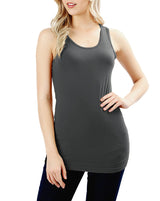 Basic Solid Cotton Racerback Tank Top Tops- Niobe Clothing