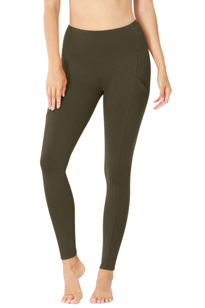 Zenana High Waist Solid Cotton Yoga Pants Work Out Leggings w/Pockets - Leggings sb_bottoms