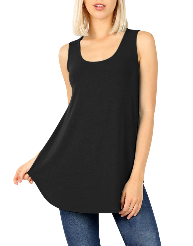 Zenana Cotton Sleeveless Round Neck Tank Top - Tank Tops sb_tops