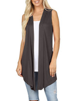 Lightweight Sleeveless Open Draped Cardigan