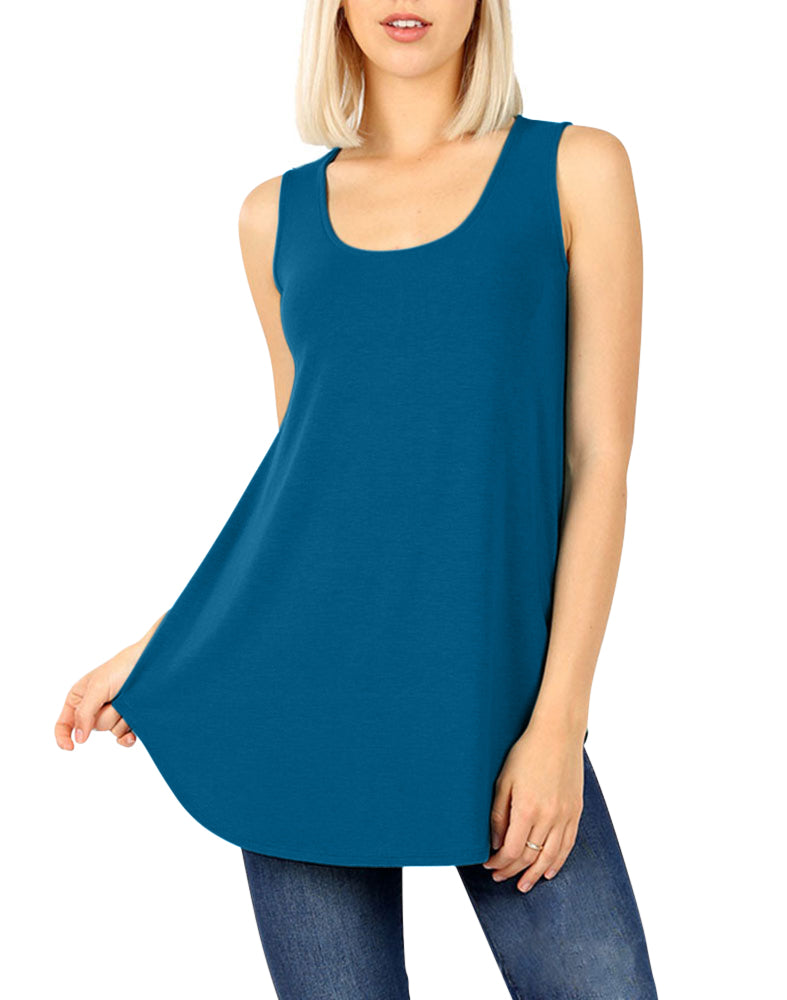 Zenana Cotton Sleeveless Round Neck Tank Top - Tank Tops sb_tops