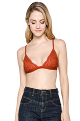 Niobe Clothing Full Lace Semi Sheer Thin Band Bralette - Bras