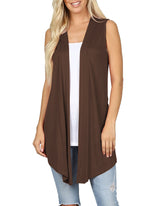 Lightweight Sleeveless Open Draped Cardigan Cardigans- Niobe Clothing