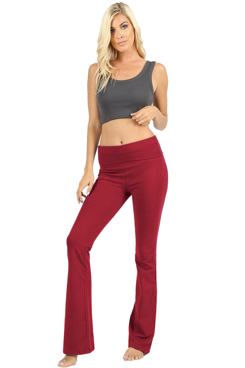 Zenana Cotton Flared Yoga Pants - Leggings sb_bottoms