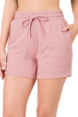 French Terry Drawstring Waist Shorts