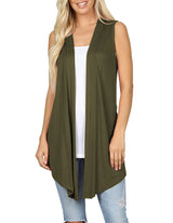 Lightweight Sleeveless Open Draped Cardigan Cardigans- Niobe Clothing