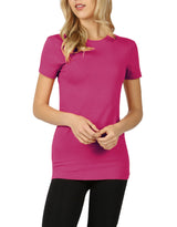 Womens Basic Cotton Crew Neck Short Sleeve Long Tee Shirt Tops- Niobe Clothing