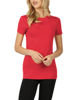 Womens Basic Cotton Crew Neck Short Sleeve Long Tee Shirt Tops- Niobe Clothing