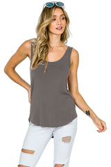 Emma's Closet High Low Asymmetric Side Hem Scoop Neck Tank Top - Tops