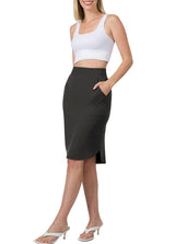 High Waist Tulip Hem Knee Length Skirt