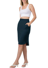 High Waist Tulip Hem Knee Length Skirt