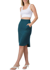 High Waist Tulip Hem Knee Length Skirt