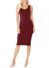 Cotton Sleeveless Bodycon Tank Knee Length Midi Dress