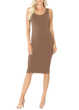 Cotton Sleeveless Bodycon Tank Knee Length Midi Dress
