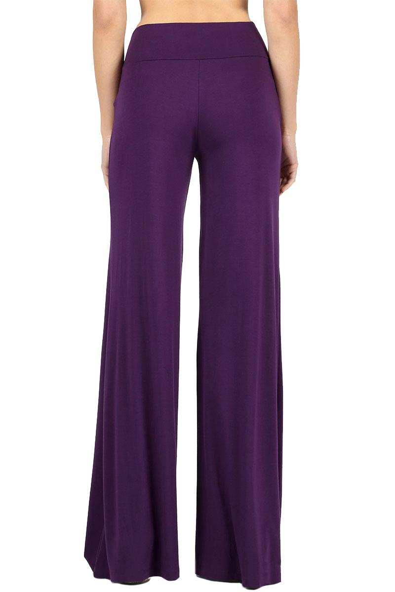 Zenana Solid Basic Wide Leg Palazzo Pants - sb_bottoms
