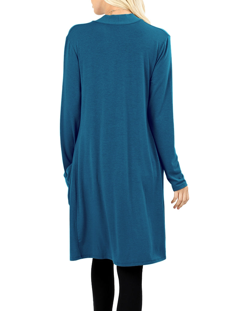 Zenana Long Sleeve Draped Long Cardigan - Cardigans sb_outerwear