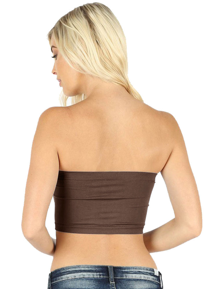 Zenana Nylon Seamless Banded Solid Bandeau - Shirts sb_tops