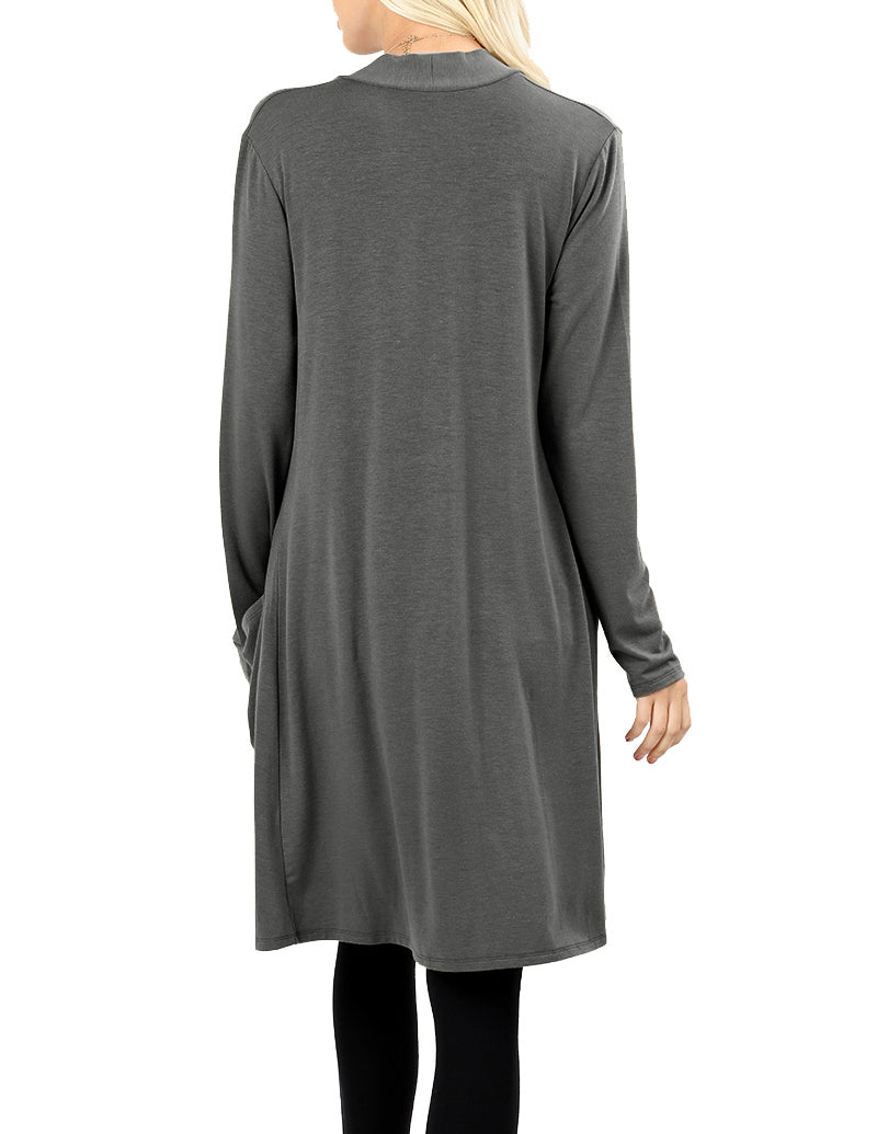 Zenana Long Sleeve Draped Long Cardigan - Cardigans sb_outerwear