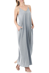 V-Neck Cami Spaghetti Strap Maxi Dress