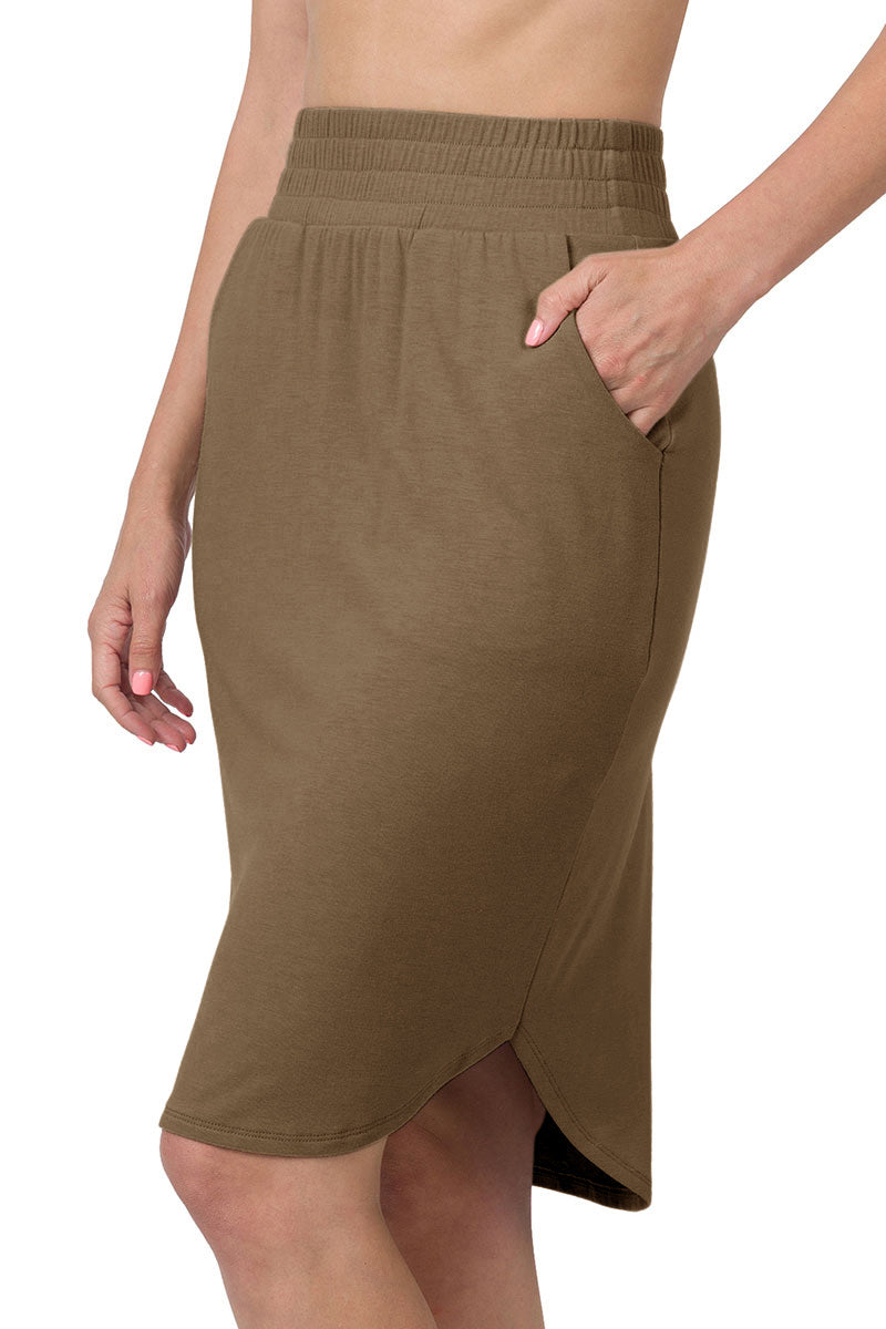 Zenana High Waist Tulip Hem Knee Length Skirt - Skirts sb_bottoms