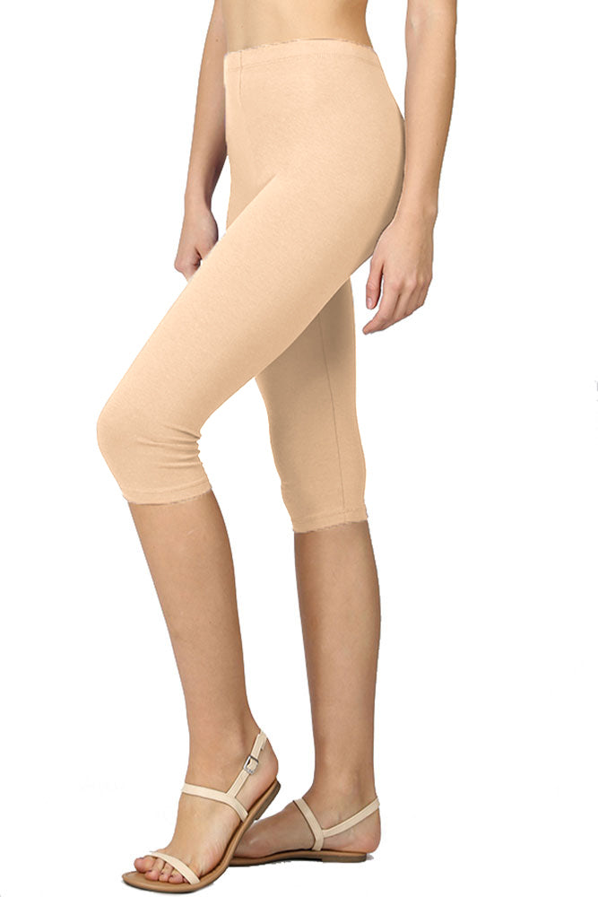 Zenana High Waist Cotton Capri Leggings - Legging Shorts sb_bottoms