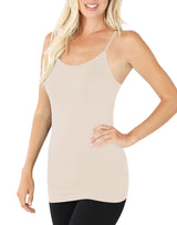 Seamless Nylon Solid Cami Long Tank Top