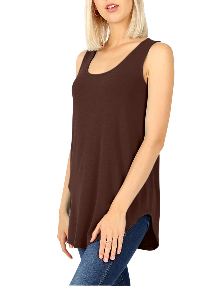 Zenana Cotton Sleeveless Round Neck Tank Top - Tank Tops sb_tops