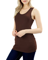 Basic Solid Cotton Racerback Tank Top Tops- Niobe Clothing