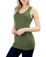 Basic Solid Cotton Racerback Tank Top Tops- Niobe Clothing