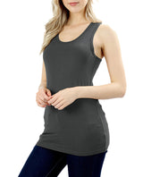 Basic Solid Cotton Racerback Tank Top Tops- Niobe Clothing