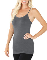 Seamless Nylon Solid Cami Long Tank Top