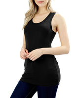 Basic Solid Cotton Racerback Tank Top Tops- Niobe Clothing