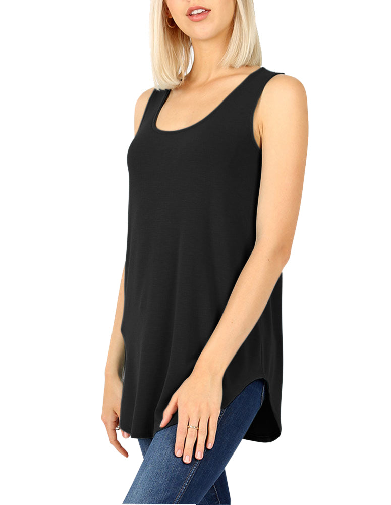 Zenana Cotton Sleeveless Round Neck Tank Top - Tank Tops sb_tops