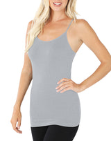 Seamless Nylon Solid Cami Long Tank Top