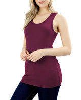 Basic Solid Cotton Racerback Tank Top Tops- Niobe Clothing