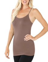 Seamless Nylon Solid Cami Long Tank Top
