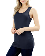 Basic Solid Cotton Racerback Tank Top Tops- Niobe Clothing