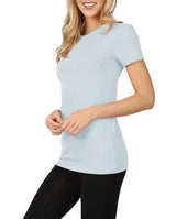 Womens Basic Cotton Crew Neck Short Sleeve Long Tee Shirt Tops- Niobe Clothing