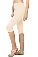 High Waist Seamless Cotton Capri Leggings leggings- Niobe Clothing