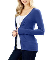 Snap Button Long Sleeve Sweater Cardigan Cardigans- Niobe Clothing