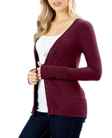 Snap Button Long Sleeve Sweater Cardigan Cardigans- Niobe Clothing