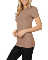 Womens Basic Cotton Crew Neck Short Sleeve Long Tee Shirt Tops- Niobe Clothing