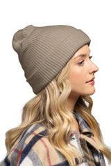 Solid Slouchy Knit Beanie Wide Wale