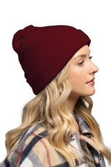 Solid Slouchy Knit Beanie Wide Wale