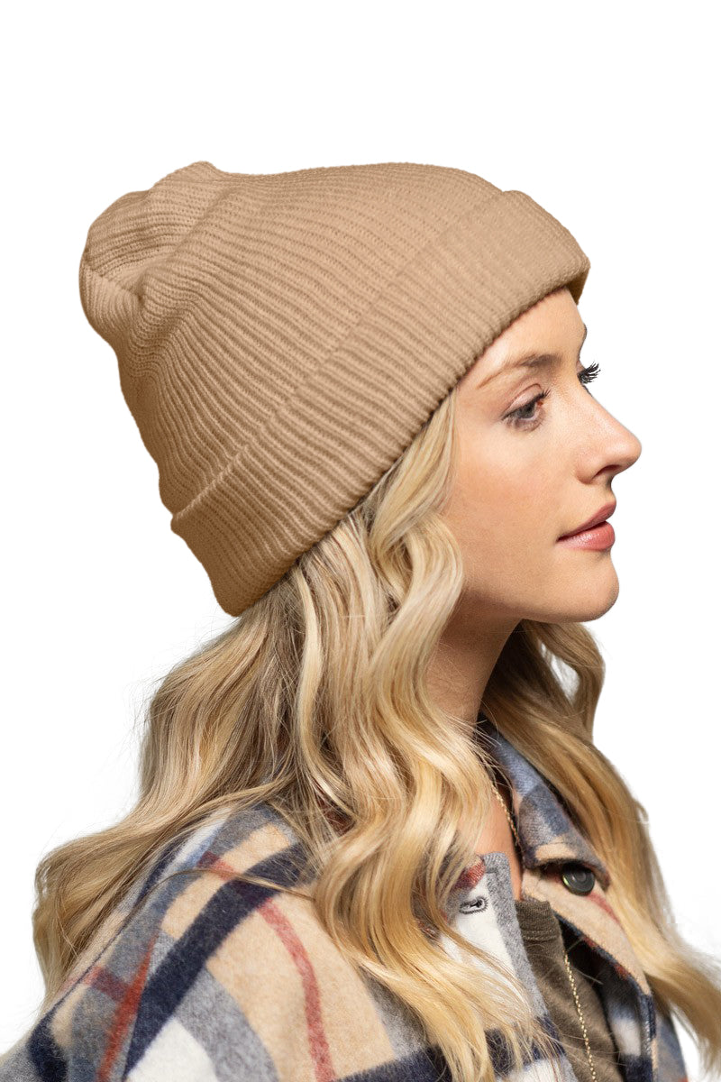 C.C. Solid Slouchy Knit Beanie Wide Wale - Beanies Hats