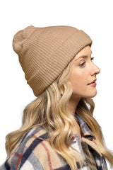 Solid Slouchy Knit Beanie Wide Wale