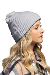 Solid Slouchy Knit Beanie Wide Wale