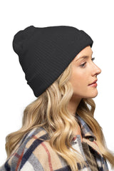 Solid Slouchy Knit Beanie Wide Wale