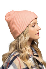 Solid Slouchy Knit Beanie Wide Wale