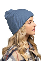 Solid Slouchy Knit Beanie Wide Wale